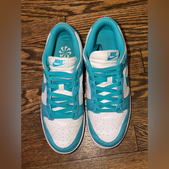 Nike Shoes - Nike Dunk Low Next Nature Shoes White and Turquoise Sz 9